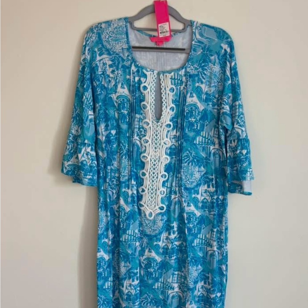 Lilly Pulitzer Krysta dress Amalfi blue with 3/4 Sleeves NWOT